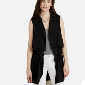 Anthropologie Cartonnier Black River Road Open Drape Vest Pockets Black Size M